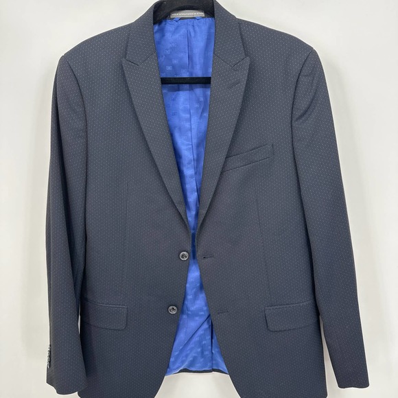 Ben Sherman Polka Dot Blazer Lapel Collar Buttoned Long Sleeve Black Size 40R - Picture 1 of 7
